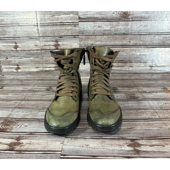 Diesel s boulevar combat style leather zip sneaker boots size 10 US color green - Picture 2 of 9